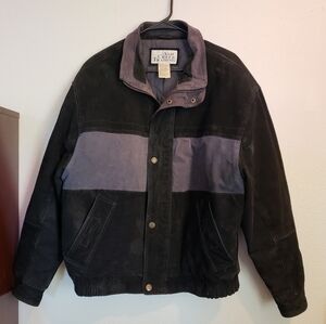 Ash Creek Trading suede leather vintage winter coat lined black purple women's L